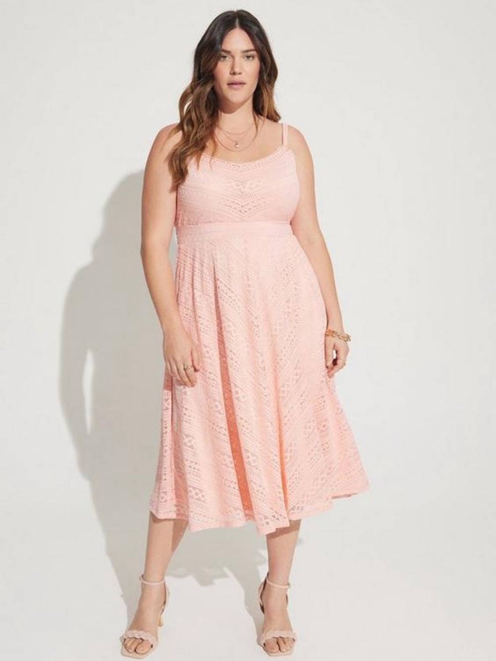 torrid Pink Lace A-Line Midi Dress